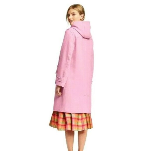 Isaac Mizrahi Hooded Duffle Wool Long Coat - Pink - Picture 2 of 5